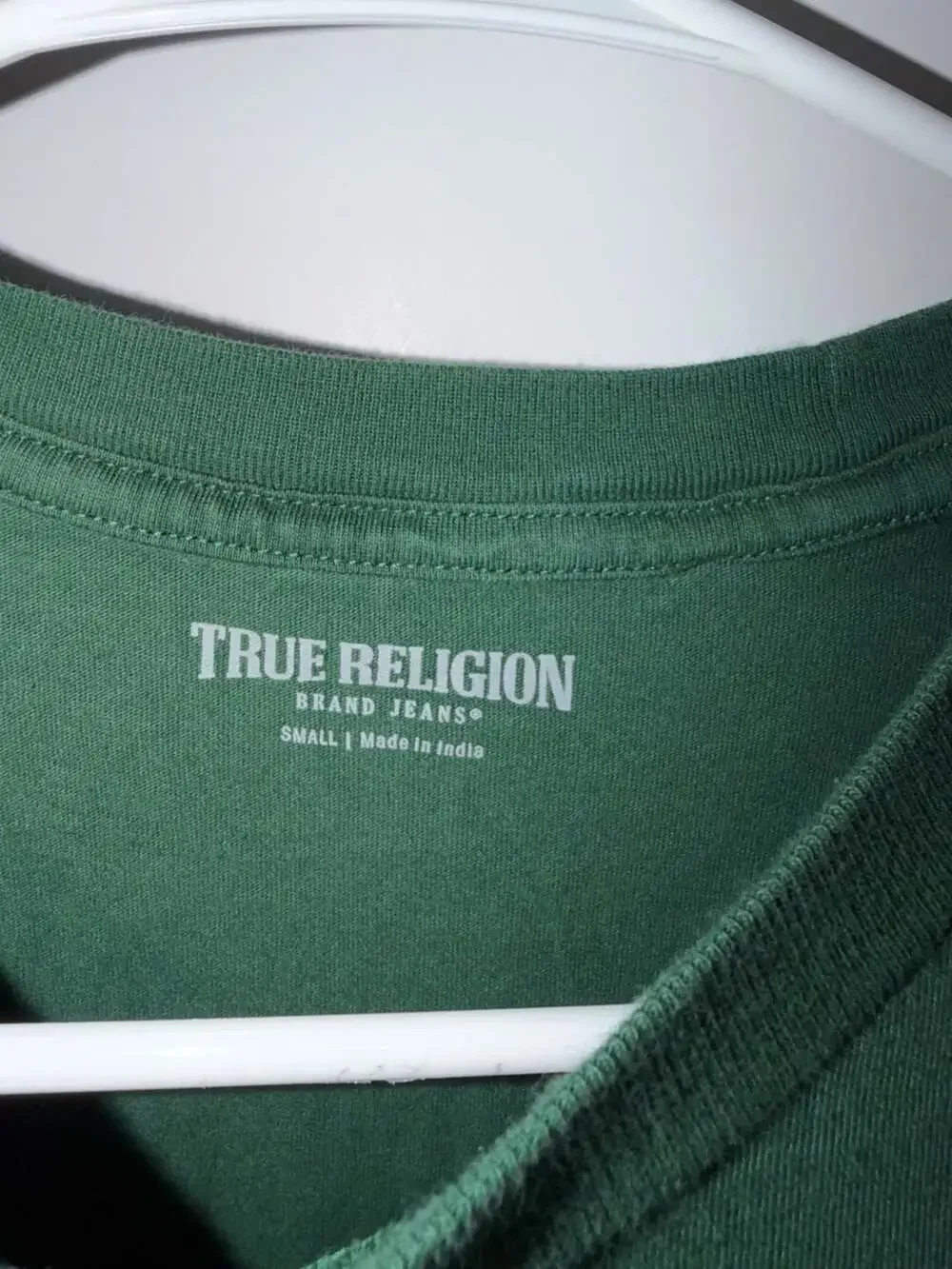 True Religion Buddha Face Graphic Tee Green & Silver Mens Size S